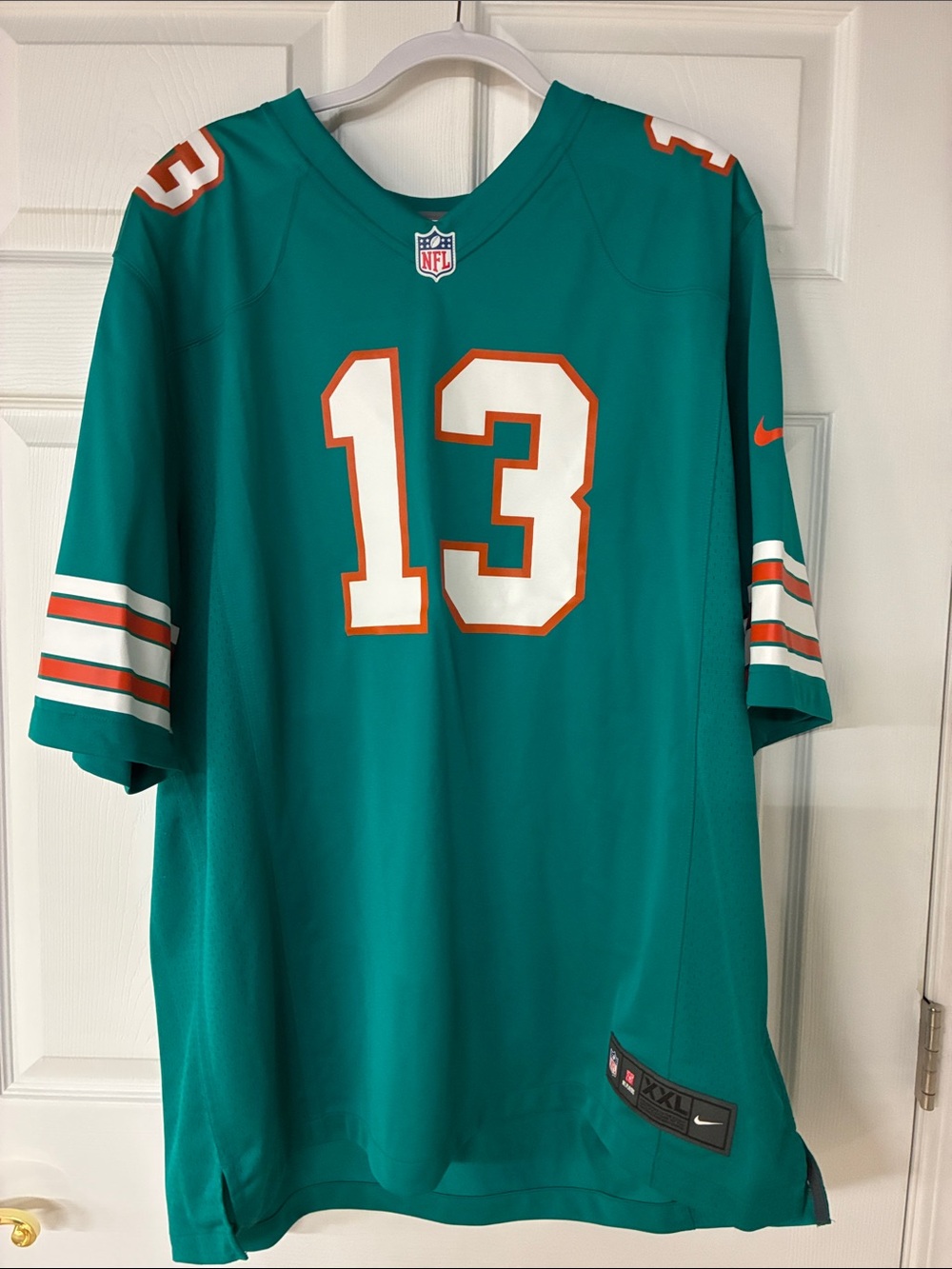 Nike Teal Miami Dolphins #13 Football Jersey with White and Orange Accents